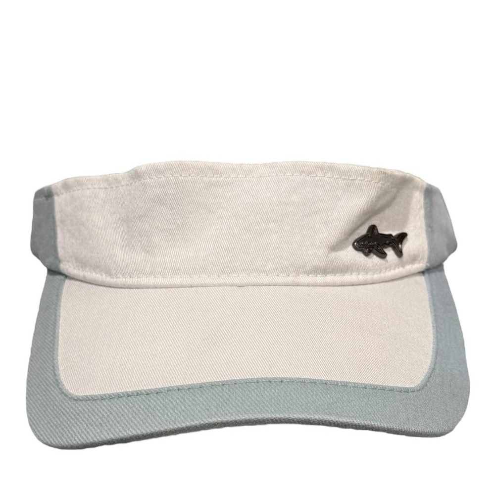 Greg Norman Hat Visor Fitted Mens One Size White Gray Golf Play Dry Shark Sun